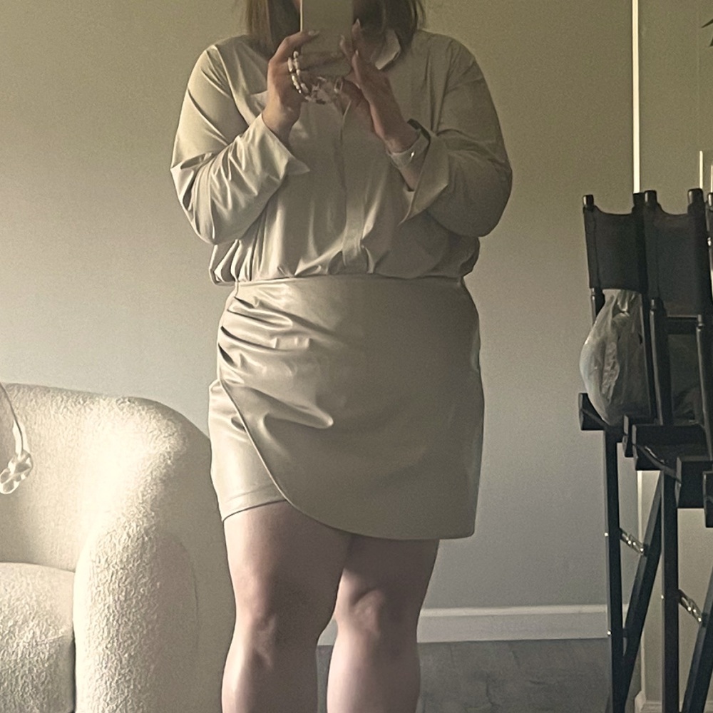 Faux Leather Taupe Skort